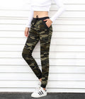 AliExpress Wish Explosion models European and American ladies drawstring waist camouflage pencil pants Slim skinny stretch camouflage pants