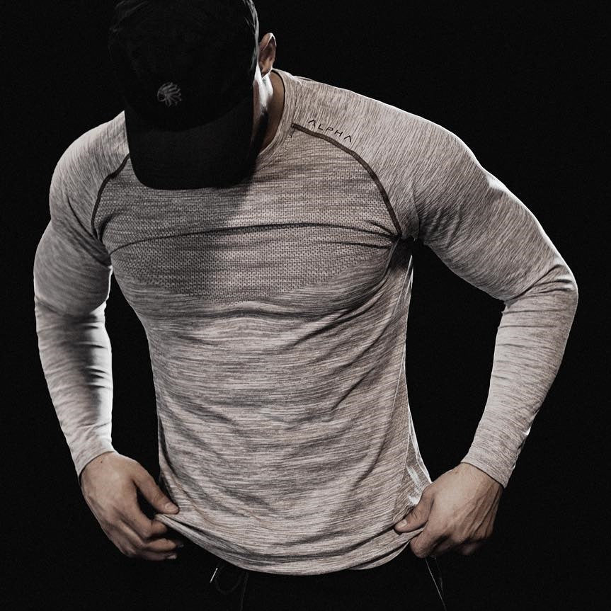 [Foreign trade cross-border exclusive] fitness men's spring and autumn sports leisure quick-drying stretch long-sleeved T-shirt running
