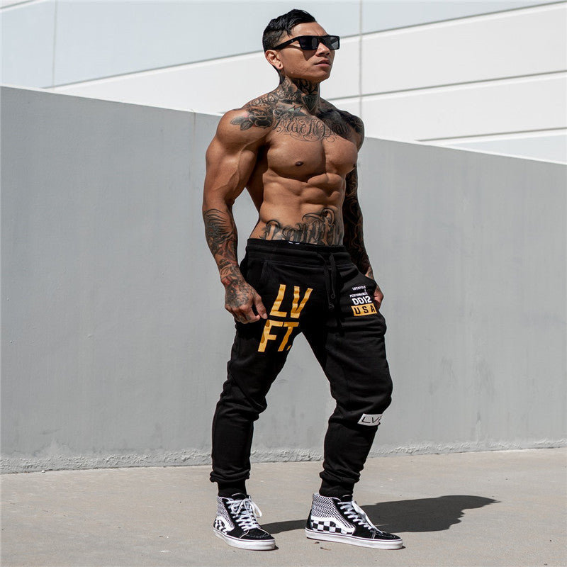 Muscle training fitness sports trousers men's breathable slim fit footwear pants