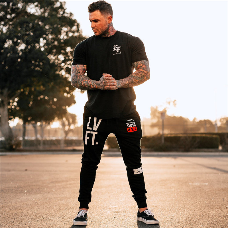 Muscle training fitness sports trousers men's breathable slim fit footwear pants
