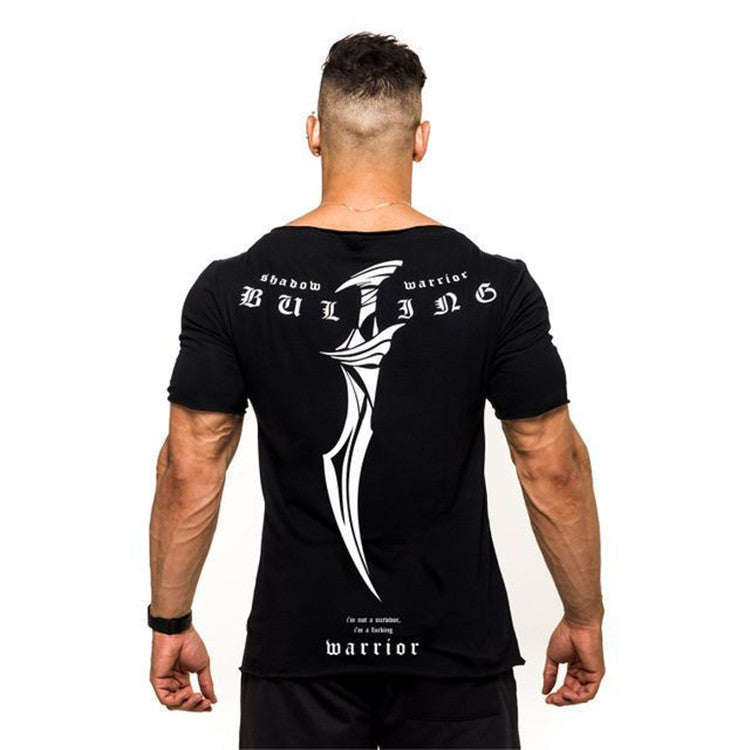 Muscle fitness T-shirt 2019 summer new quick-drying round neck fitness sports T-shirt men's running training special