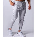 Muscle new sports trousers men's running training pure cotton slim feet pants tie belt casual pants