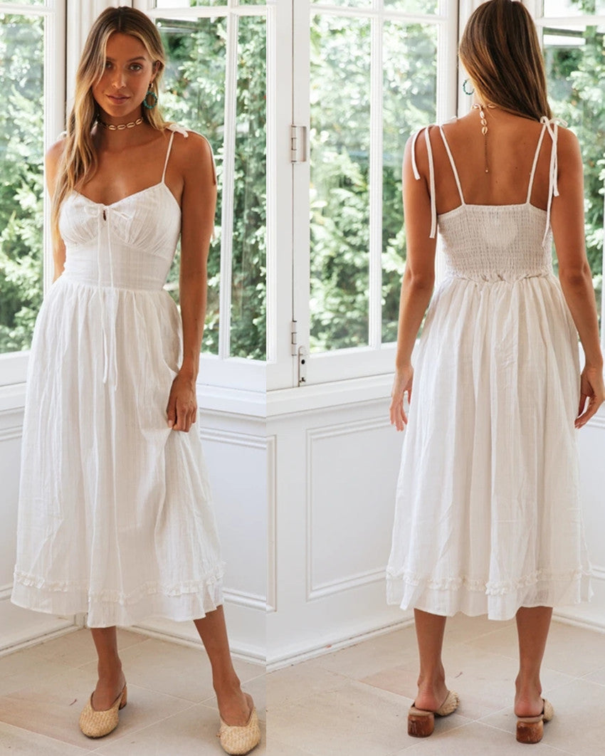 2020 Amazon AliExpress cross-border foreign trade summer new fashion sexy suspender skirt V-neck big swing dress