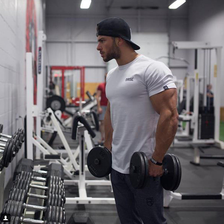 Muscle fitness brothers men's spring and summer running sports training cotton short-sleeved T-shirt AliExpress one dropshipping