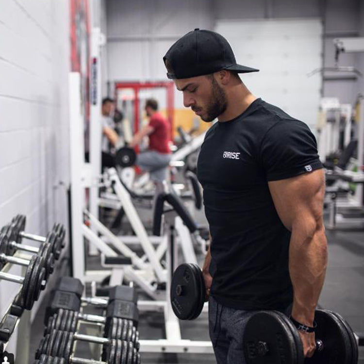 Muscle fitness brothers men's spring and summer running sports training cotton short-sleeved T-shirt AliExpress one dropshipping