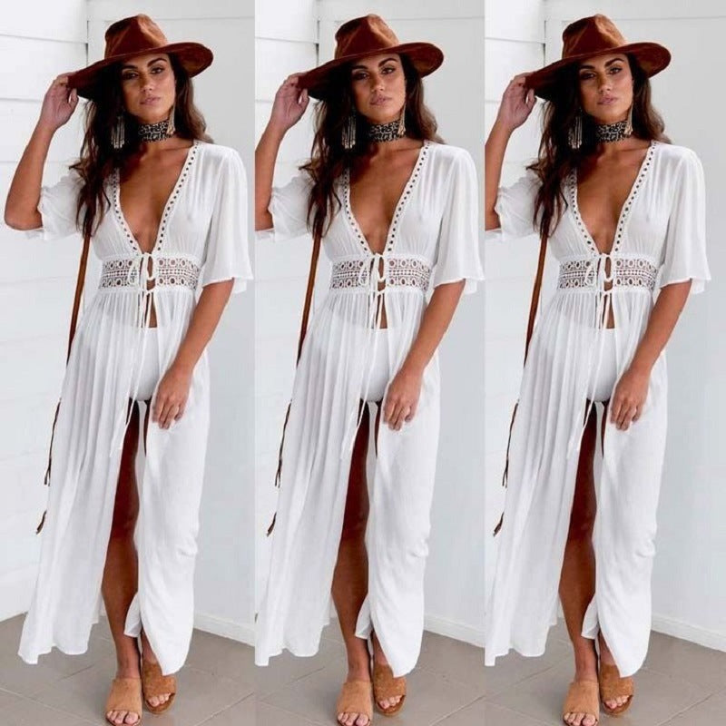2023 AliExpress ebay hot style lace chiffon beach swimsuit blouse