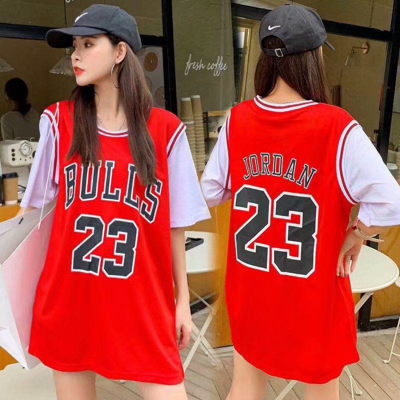 Fake two pieces of basketball clothing Korean version of sports t-shirt male and female students short-sleeved loose casual ball clothing class clothing wholesale