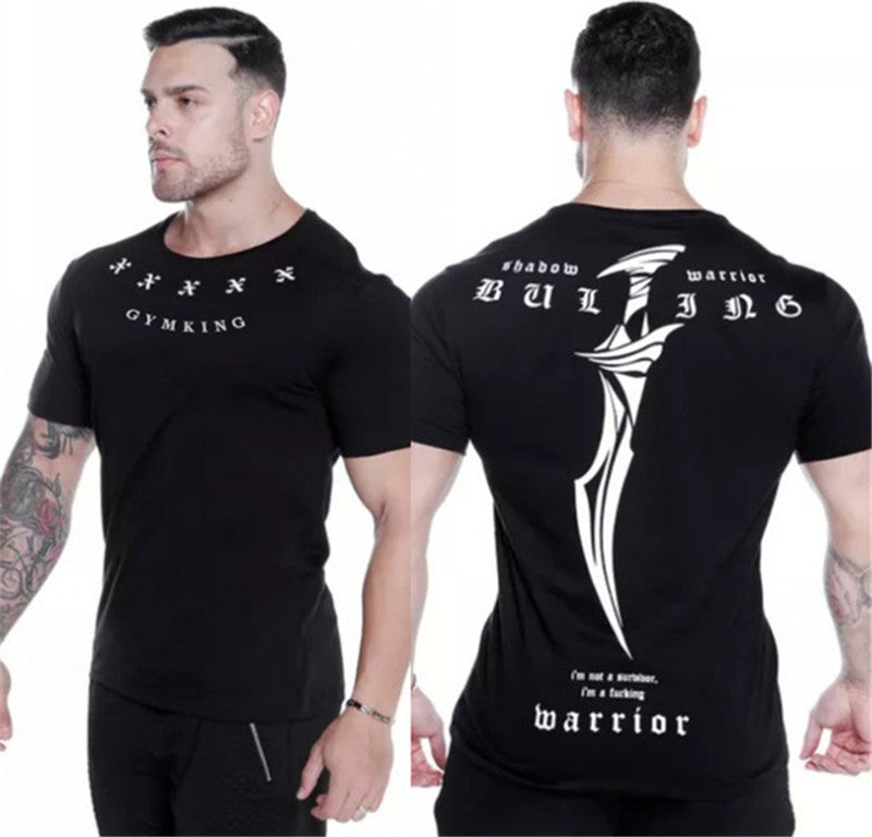 Muscle fitness T-shirt 2019 summer new quick-drying round neck fitness sports T-shirt men's running training special