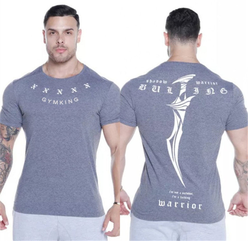 Muscle fitness T-shirt 2019 summer new quick-drying round neck fitness sports T-shirt men's running training special