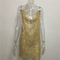 Amazon ebay AliExpress wish explosion rhinestone suspender skirt aluminum mesh diamond dress bag hip skirt ZJ0156