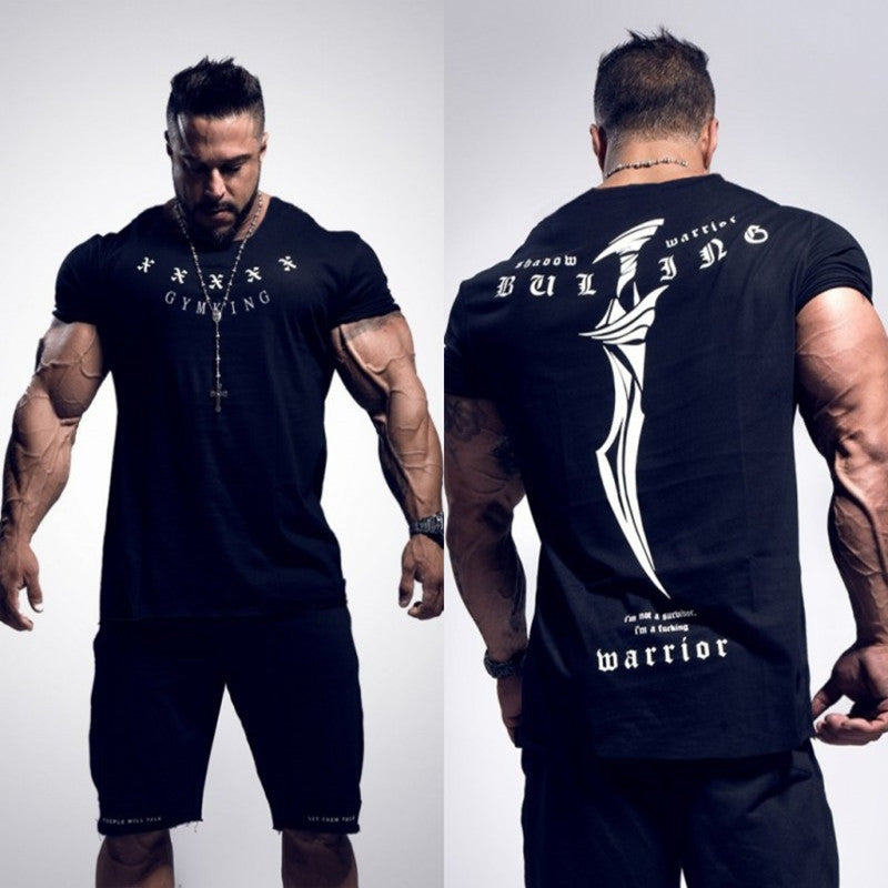 Muscle fitness T-shirt 2019 summer new quick-drying round neck fitness sports T-shirt men's running training special