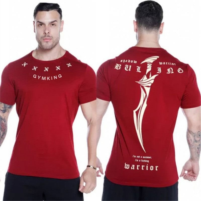 Muscle fitness T-shirt 2019 summer new quick-drying round neck fitness sports T-shirt men's running training special