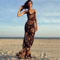 2022 European and American hot summer women's new sexy printing pile collar suspenders halter dress women's dress
