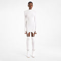 Foreign trade women's clothing 2020 autumn AliExpress new solid color long-sleeved high-neck slim fit hip sexy hook socks dress