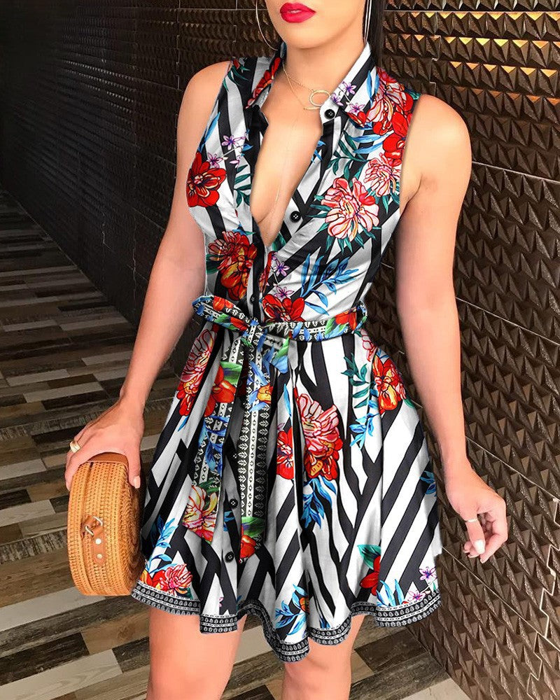 1578# ebay AliExpress Amazon Hot selling hot style V-neck straps Fashion sexy printed dress