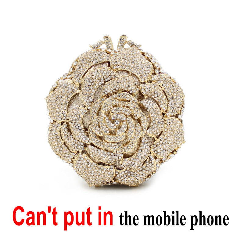 BL011 Rose Luxury Rhinestone Bag Hollow Metal Crystal Dinner Bag Foreign Trade Diamond Bag Lady Clutch Bag