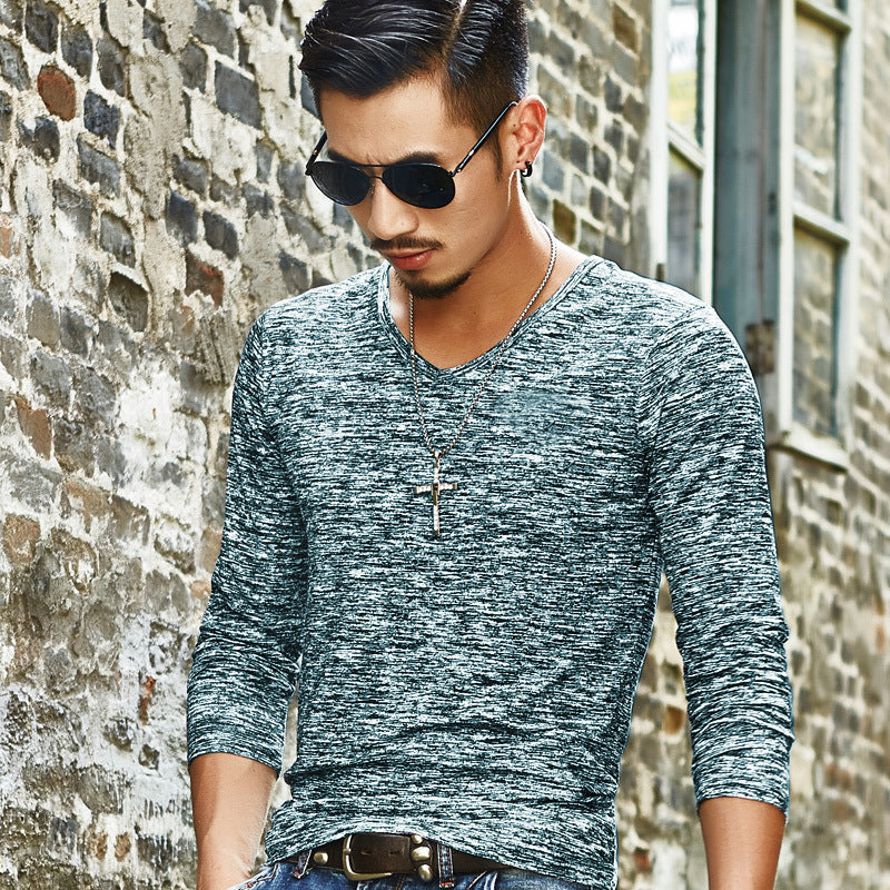 Cross-border men's autumn long-sleeved t-shirt men's solid color casual trendy brand men's T-shirt on behalf of the hair slim bottoming shirt