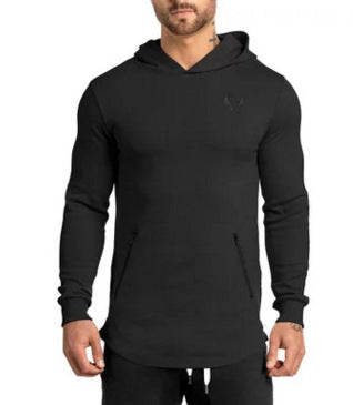 Muscle BOSS sweater men's running fitness sports leisure camouflage hooded pullover zipper pockets on both sides
