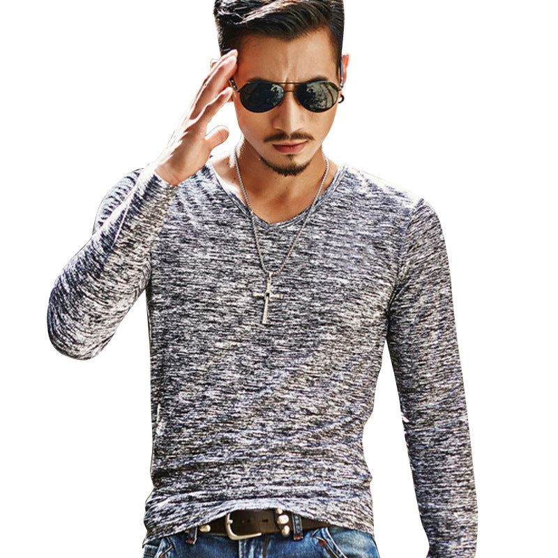 Cross-border men's autumn long-sleeved t-shirt men's solid color casual trendy brand men's T-shirt on behalf of the hair slim bottoming shirt