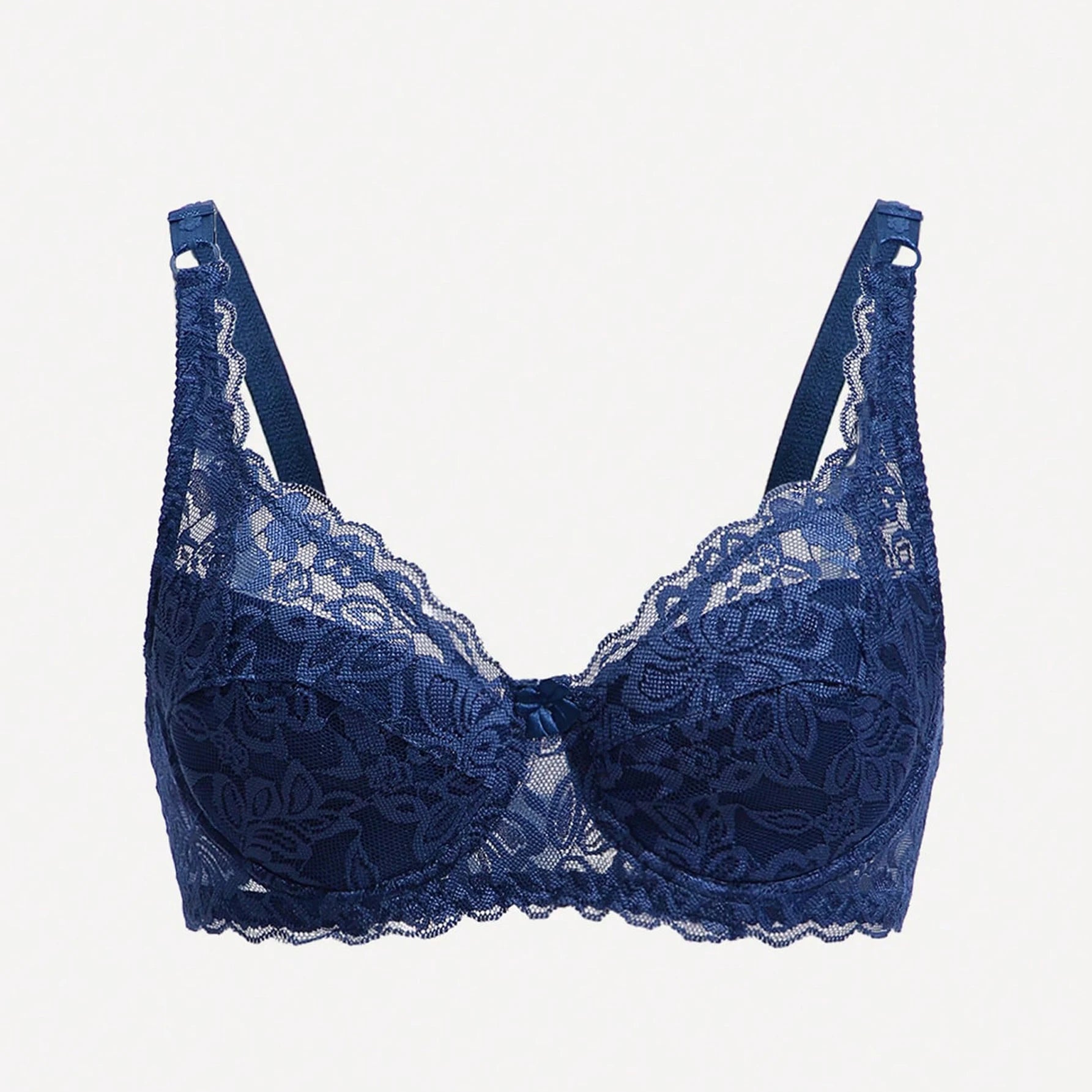 Women's Solid Color Bow Decor Push-Up Underwire Lace Bra with Adjustable Straps Soft Comfortable Breathable Triple-Breasted Ling