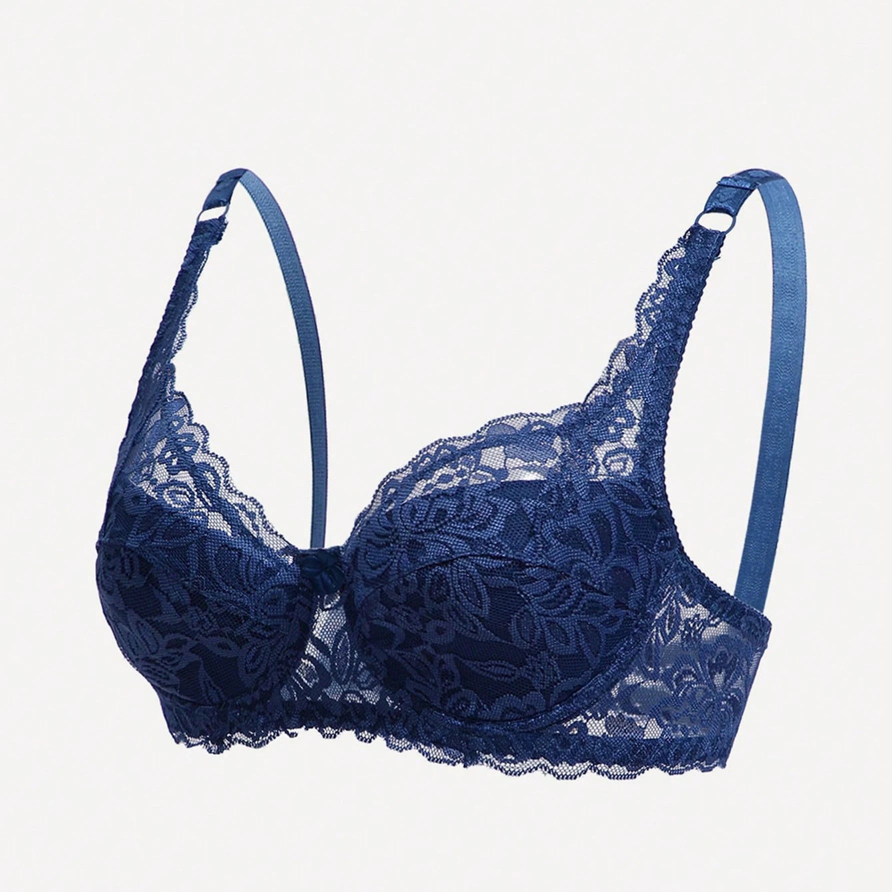 Women's Solid Color Bow Decor Push-Up Underwire Lace Bra with Adjustable Straps Soft Comfortable Breathable Triple-Breasted Ling