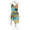 Amazon cross-border women's clothing 2024 summer new fashion print sexy backless lace-up dress foreign trade wholesale