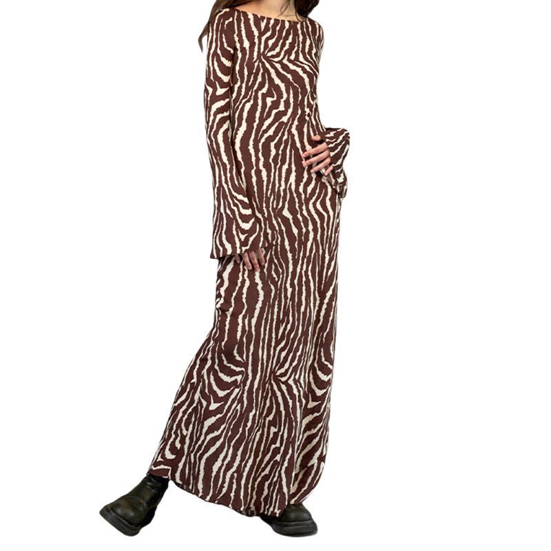 2023 spring new style water ripple bell sleeves one-line collar dress