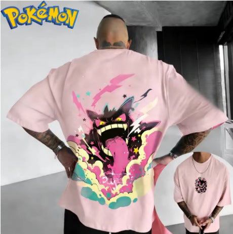 Pokémon anime Gengar print T-shirt, summer unisex T-shirt, fashionable loose casual Y2K short sleeve 2026