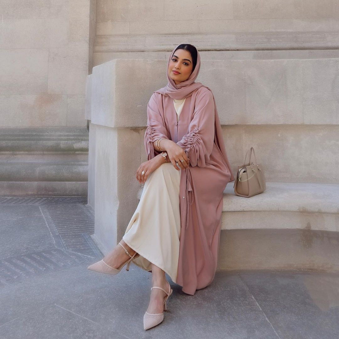 2022 New Middle Eastern Cross-border Women's Cardigan Robe Turkish Single-Breasted Sleeve Long Skirt Muslim Abaya