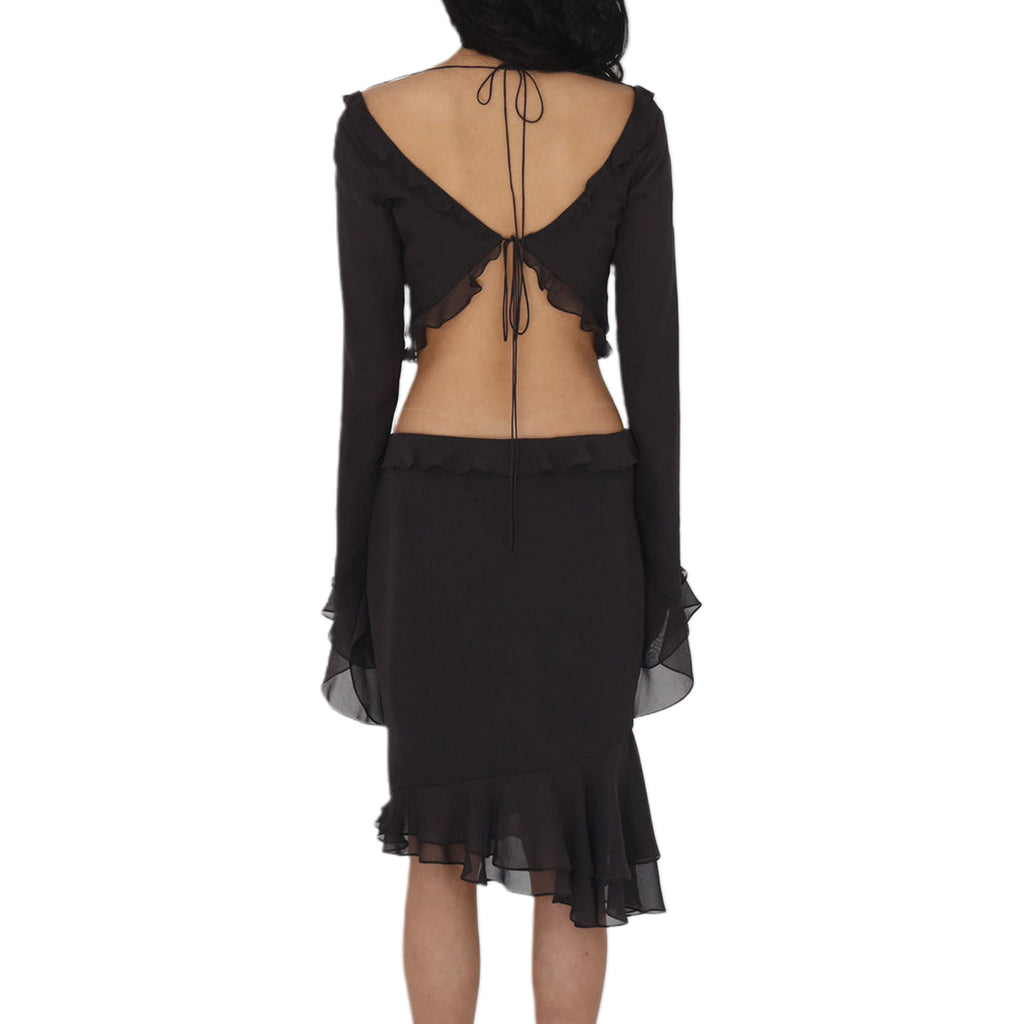 20203 European and American cross-border sexy strappy chiffon see-through suit splicing
