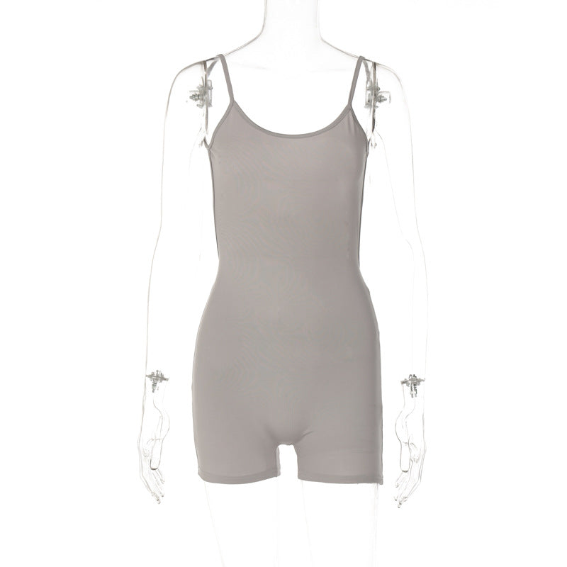 European and American style women's clothing wholesale 2023 spring new U-neck sling slimming slim American sports street jumpsuit