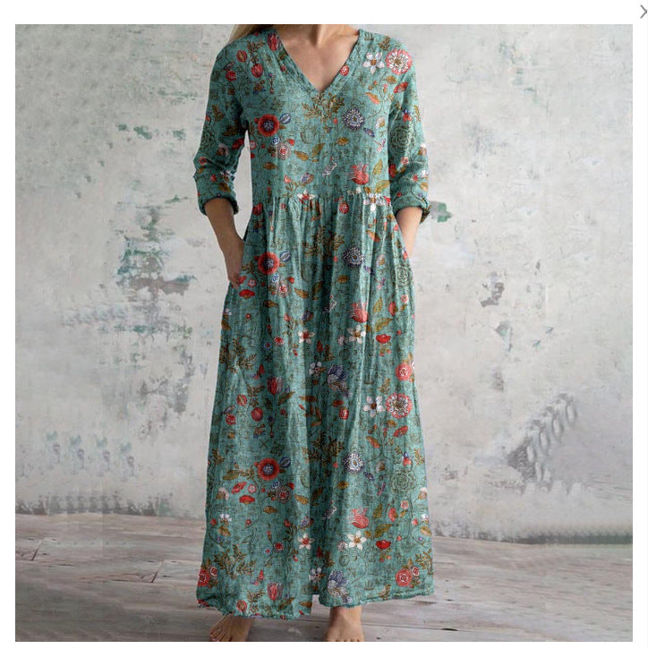 Foreign trade cross-border 2024 new European and American 3d printing Amazon European and American summer urban leisure loose dress female