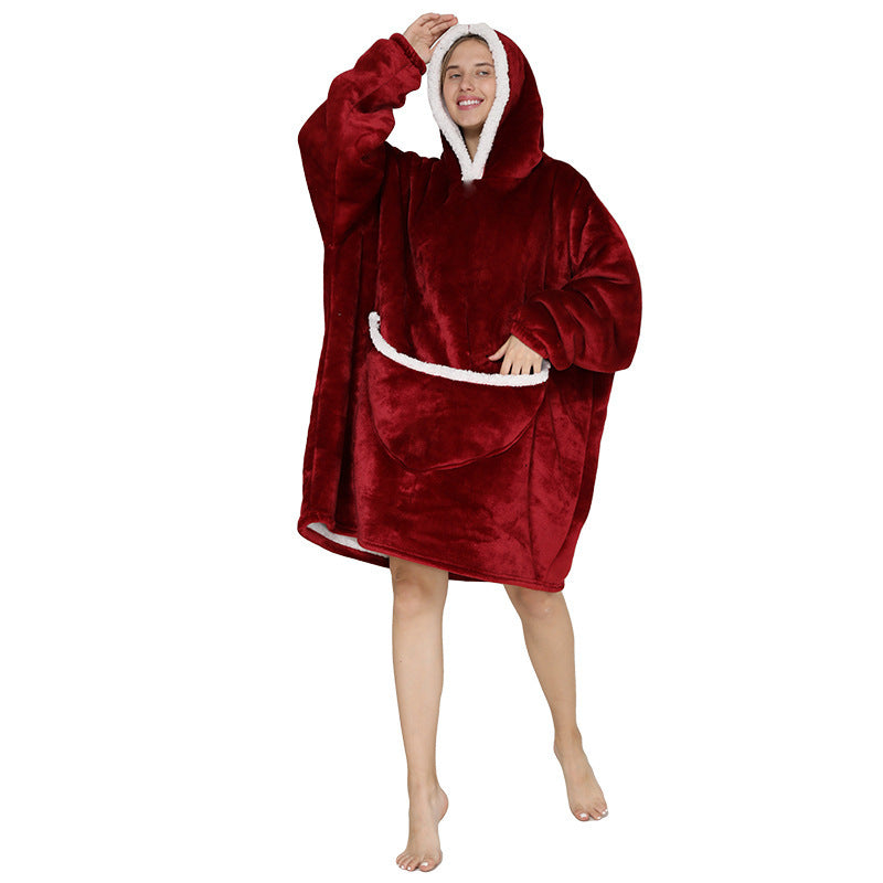 New Lazy Blanket Sherpa Pullover Flannel Sweater Avocado Star Hoodie Outdoor Warm Home Service