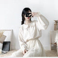 Inner shirt, autumn Japanese style soft girl cute lace doll collar lace-up long-sleeved top as base layer