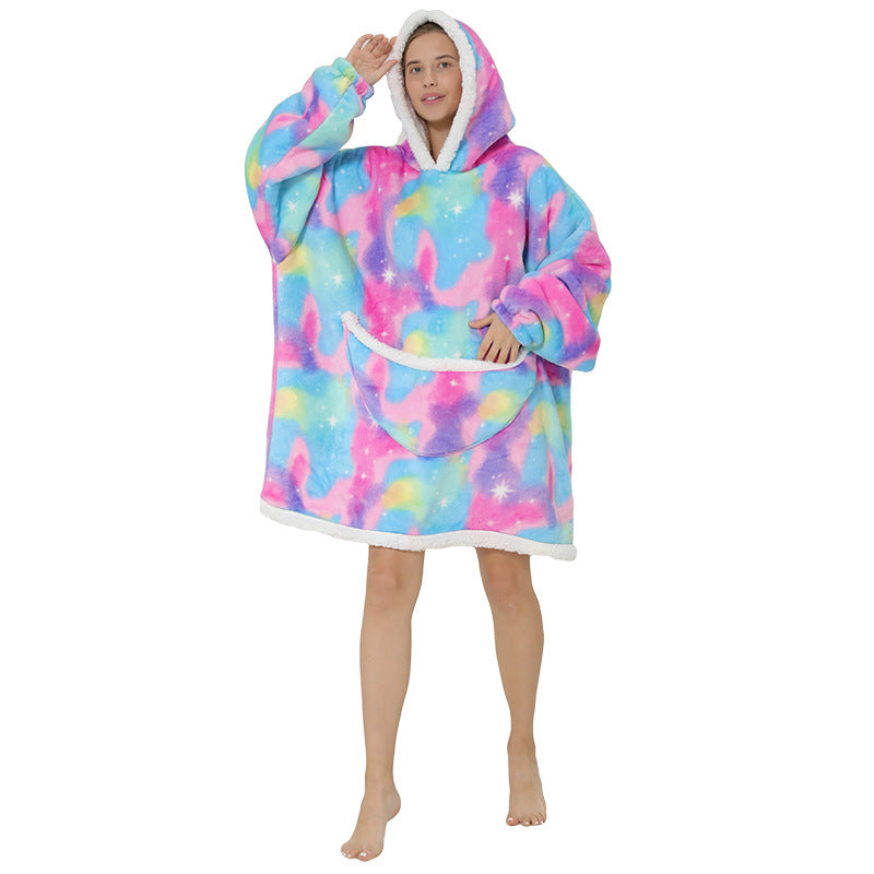 New Lazy Blanket Sherpa Pullover Flannel Sweater Avocado Star Hoodie Outdoor Warm Home Service