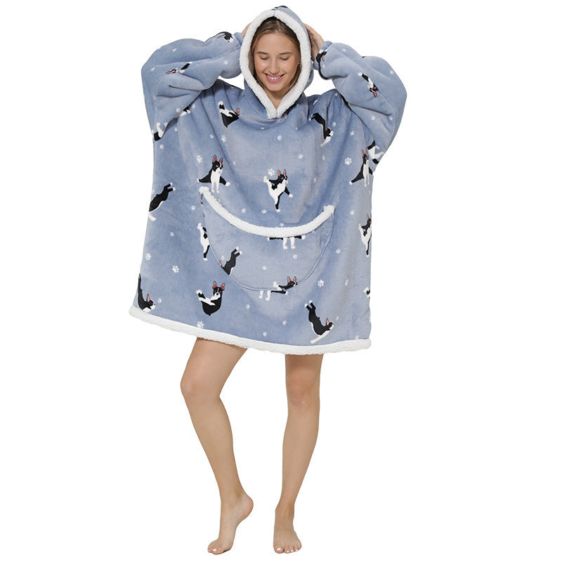 New Lazy Blanket Sherpa Pullover Flannel Sweater Avocado Star Hoodie Outdoor Warm Home Service