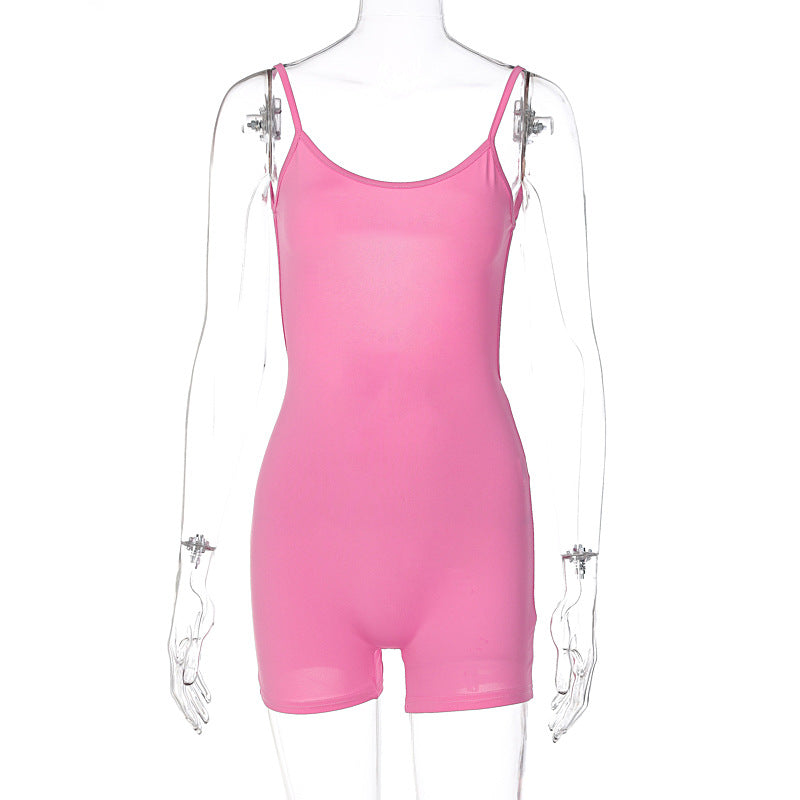 European and American style women's clothing wholesale 2023 spring new U-neck sling slimming slim American sports street jumpsuit