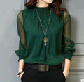Chiffon shirt women's spring and autumn 2023 new design niche trendy black long-sleeved lace V-neck top women