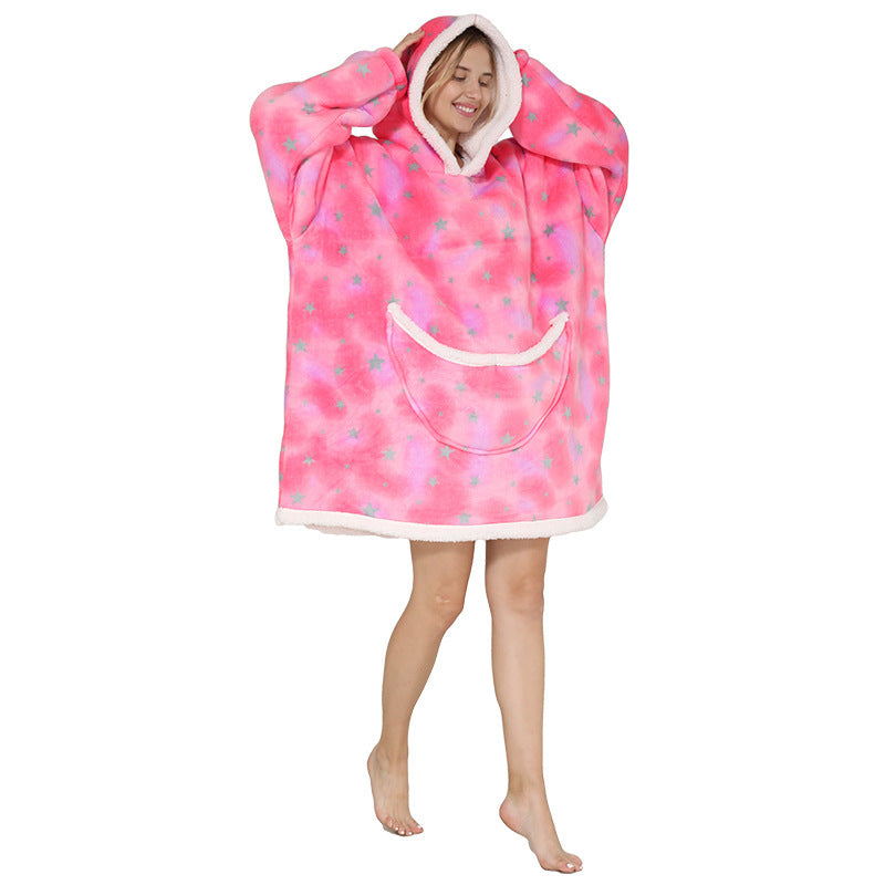 New Lazy Blanket Sherpa Pullover Flannel Sweater Avocado Star Hoodie Outdoor Warm Home Service