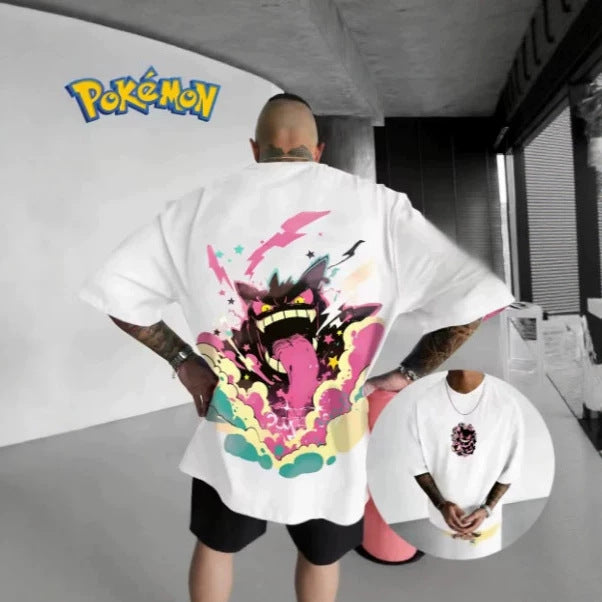Pokémon anime Gengar print T-shirt, summer unisex T-shirt, fashionable loose casual Y2K short sleeve 2026