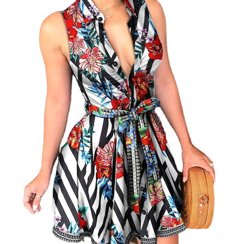 1578# ebay AliExpress Amazon Hot selling hot style V-neck straps Fashion sexy printed dress