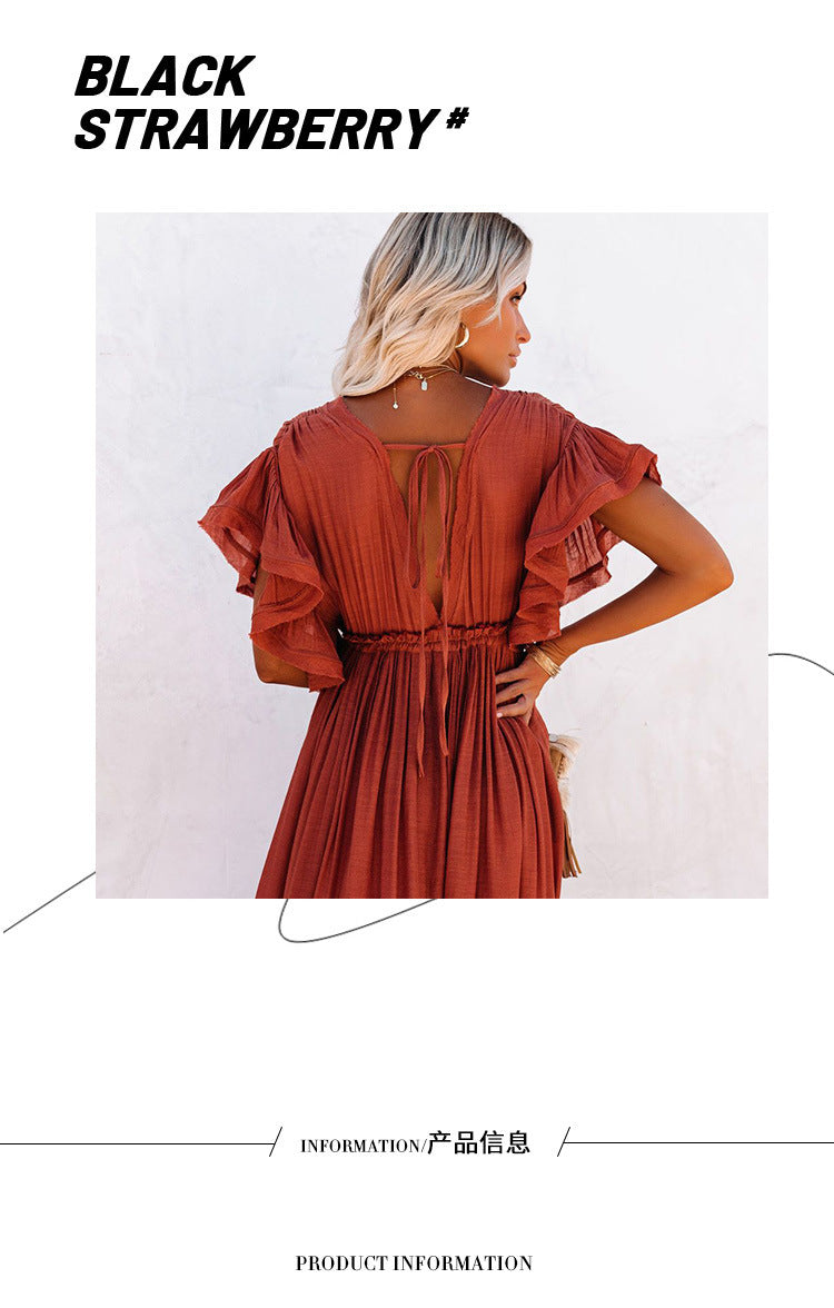 2023 cross-border foreign trade independent station new solid color beach cover-up long skirt sun protection shirt Hawaii seaside vacation