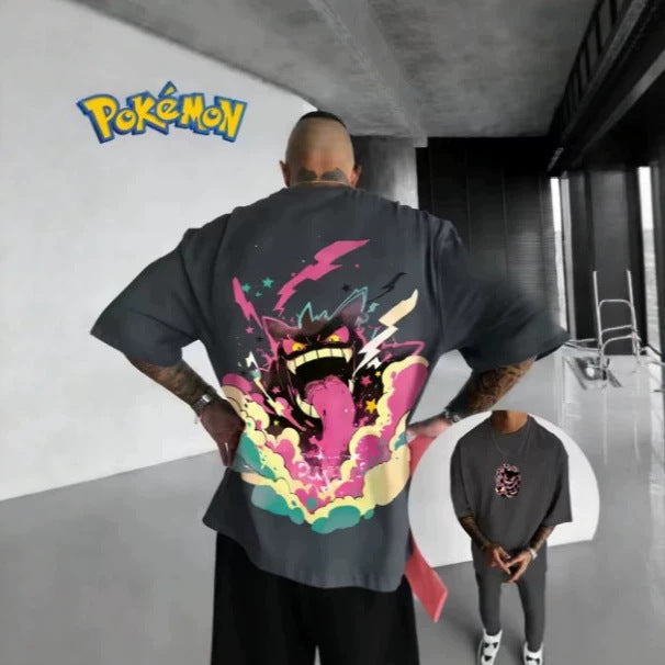 Pokémon anime Gengar print T-shirt, summer unisex T-shirt, fashionable loose casual Y2K short sleeve 2026