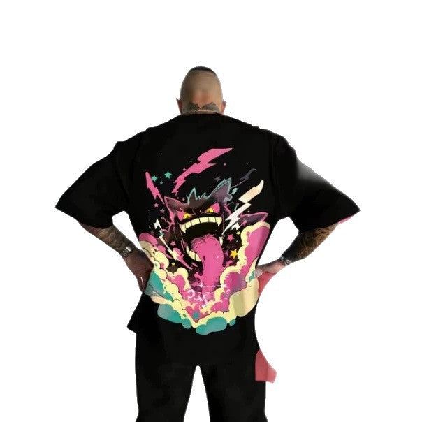 Pokémon anime Gengar print T-shirt, summer unisex T-shirt, fashionable loose casual Y2K short sleeve 2026