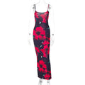 European and American style AliExpress hot selling new fashion printing U-neck suspenders slim sexy style women's dress wholesale
