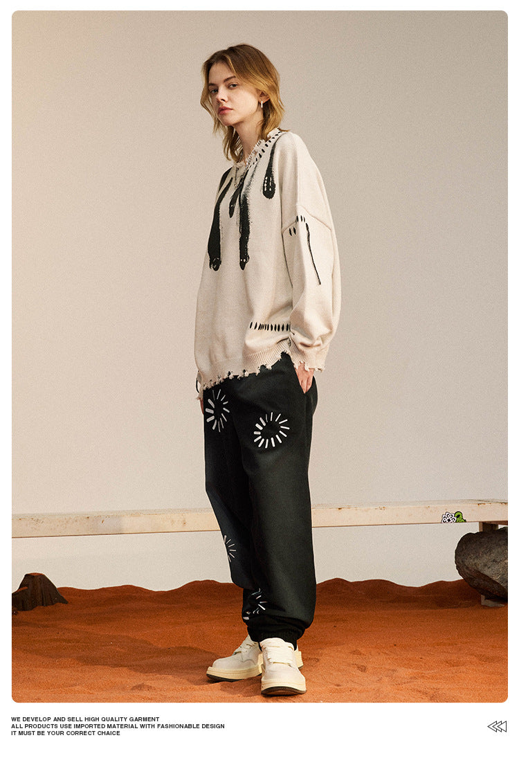 #OVDY 22FW Falling Star Sweater Crewneck Knitwear Collar Tassel Designer Printed Wool Top