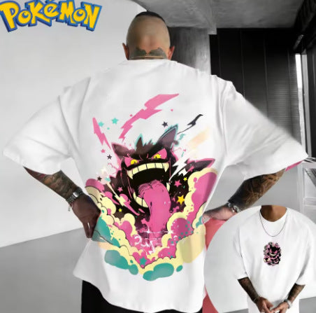 Pokémon anime Gengar print T-shirt, summer unisex T-shirt, fashionable loose casual Y2K short sleeve 2026