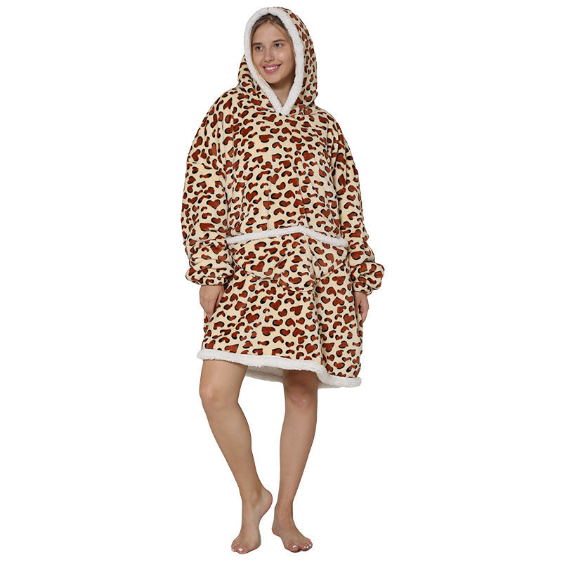 New Lazy Blanket Sherpa Pullover Flannel Sweater Avocado Star Hoodie Outdoor Warm Home Service