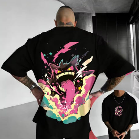 Pokémon anime Gengar print T-shirt, summer unisex T-shirt, fashionable loose casual Y2K short sleeve 2026