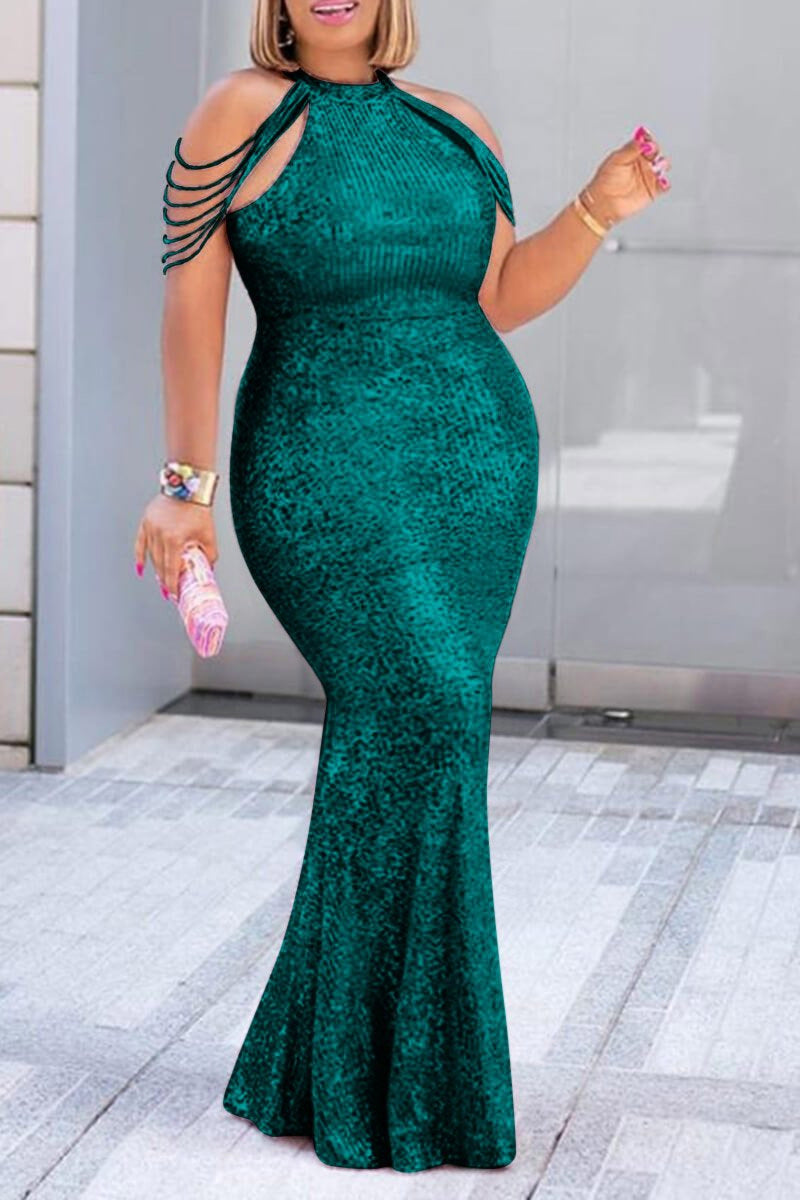 2021 spring and summer new European and American foreign trade loose hip sequined dress commuting European and American plus size women's dress